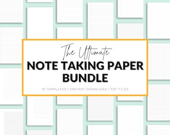 Note Taking Paper Bundle Printable Templates, Graph Lined Dot Grid Paper, Cornell Notes, 18 Templates, A4 & Letter, Instant Download PDF