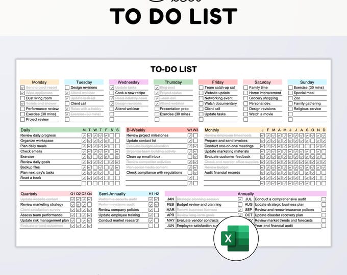 Excel Task Tracker Template: Daily, Weekly, Monthly (digital Download ...