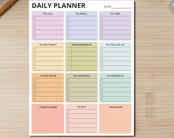 Daily Planner Pad 8.5x11", Colorful Checklist Notepad for Desk