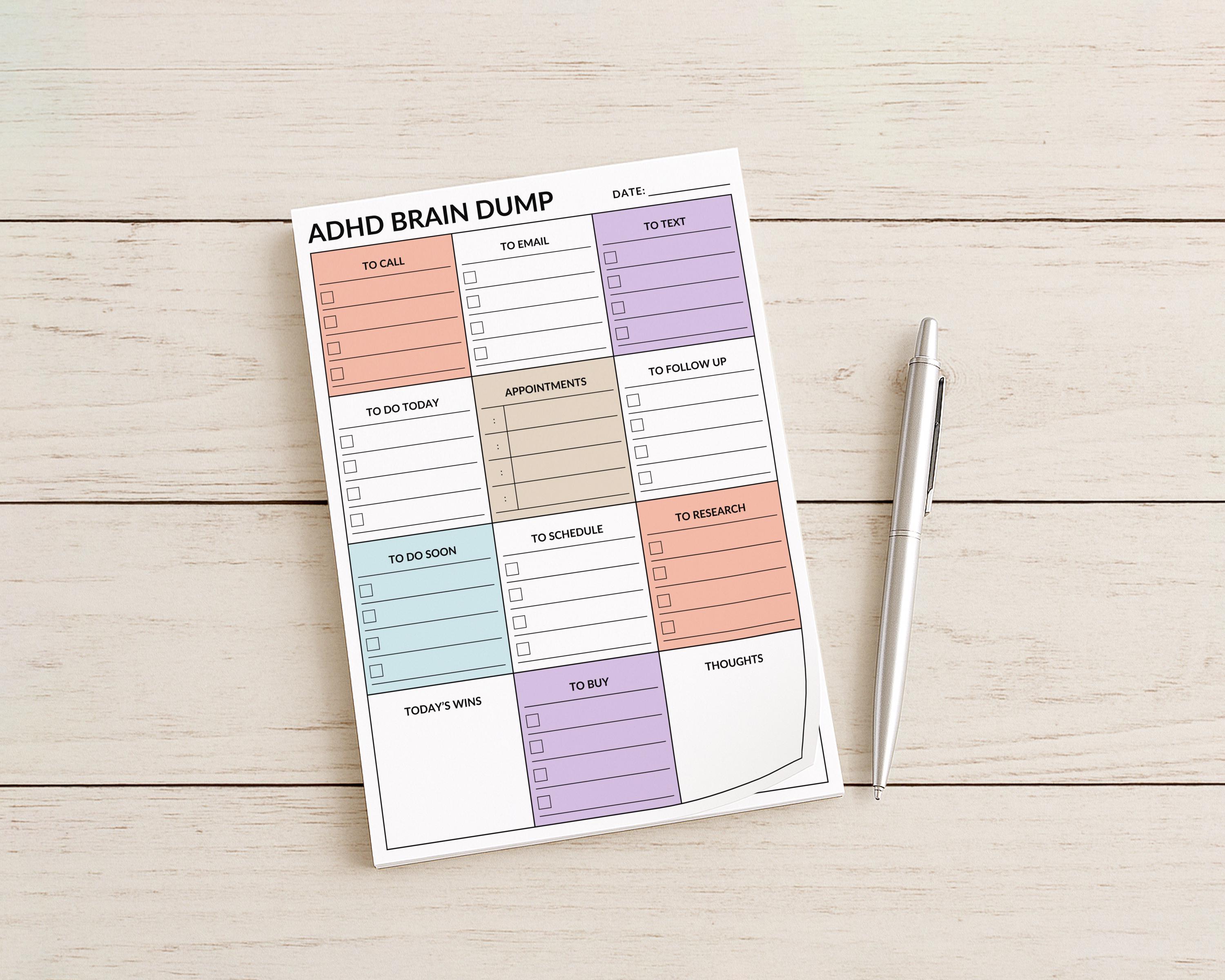 ADHD Sticky Note Planner Pad – Daily Brain Dump Checklist for ...