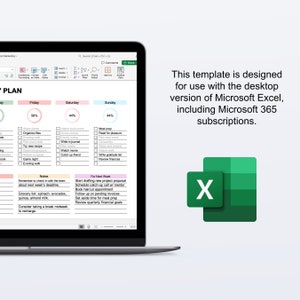 Peut inclure: Un &eacute;cran d'ordinateur portable affichant un mod&egrave;le de planificateur hebdomadaire dans Microsoft Excel. Le mod&egrave;le est divis&eacute; en trois colonnes pour le vendredi, le samedi et le dimanche. Chaque colonne contient un cercle avec un pourcentage, une liste de t&acirc;ches et une section de notes. Le mod&egrave;le est con&ccedil;u pour &ecirc;tre utilis&eacute; avec la version de bureau de Microsoft Excel, y compris les abonnements Microsoft 365.