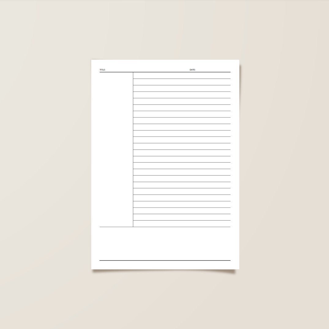 printable cornell notes pages digital notebook paper a4 etsy