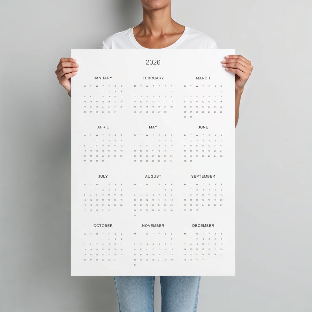 2026 Wall Planner: Minimalist Year at A Glance Calendar, Portrait ...