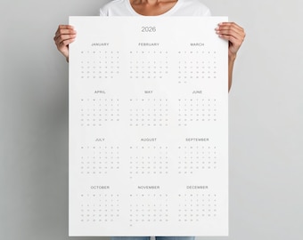2026 Wall Planner: Minimalist Year At A Glance Calendar, Portrait Layout