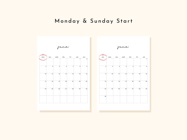 2024 Monthly Planner Printable Calendar 2024 PDF Letter, 11x17, A4, A3 Vertical Calendar Monday & Sunday Start Instant Download PDF image 7
