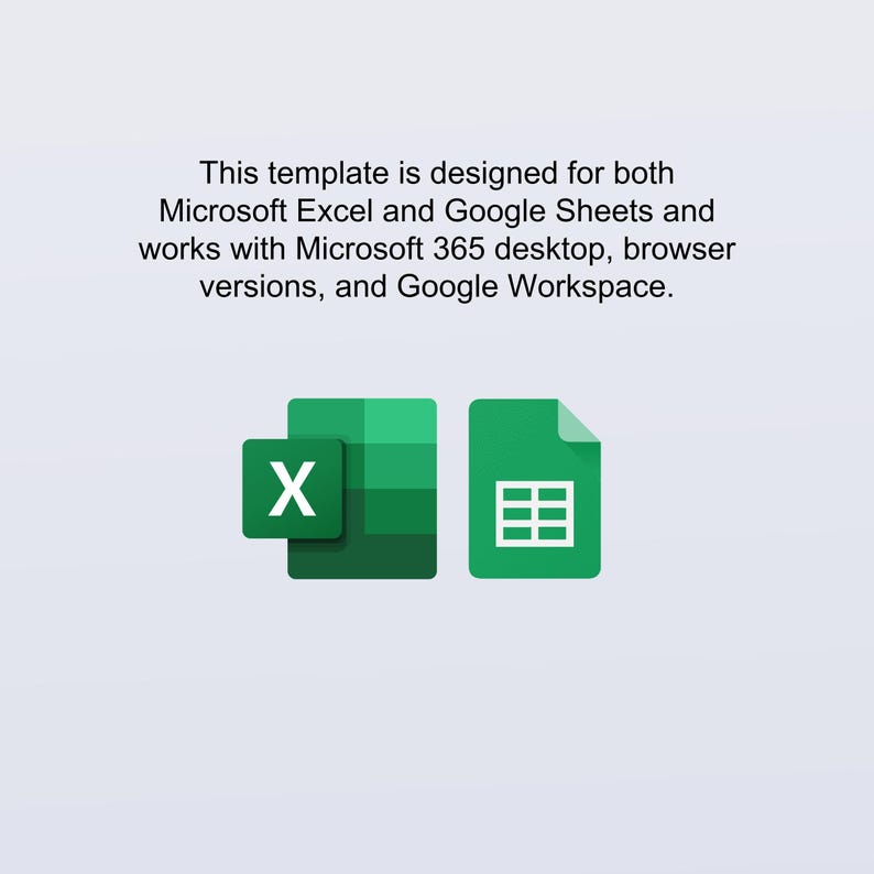 Peut inclure: L'image pr&eacute;sente les logos Microsoft Excel et Google Sheets. Le logo Excel est un carr&eacute; vert avec un "X" blanc. Le logo Google Sheets est un document vert avec une grille. Le texte indique que le mod&egrave;le fonctionne avec Microsoft 365 et Google Workspace.