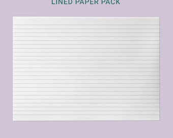 Lined Paper Pack Querformat Druckbares liniertes Papier für Notizen Querformat | schmal, uni, breit liniert | A4, Letter PDF