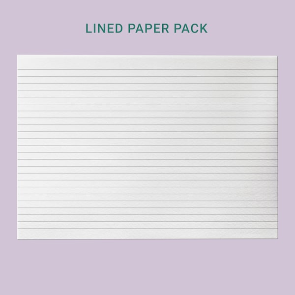 Papier ligné format paysage Papier ligné imprimable pour la prise de notes Format horizontal | Étroit, universitaire, ligné large | A4, lettre PDF