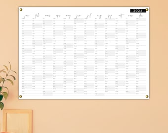 Großer Wandplaner 2024 Minimaler druckbarer Wandkalender Jahreskalender 2024 Jahresplaner Porträtkalender Sofortiger Download PDF