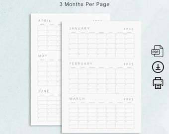 Quarterly Calendar Calendar 2021 Months Per Page 2025 Quarterly