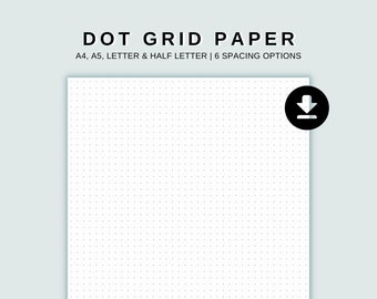 Dot Grid Paper Bundle Printable | Instant Download PDF | A4, A5, Letter, Half Letter | Dotted Paper | 5mm, 6mm, 7mm, 8mm, 9mm & 10mm Grid