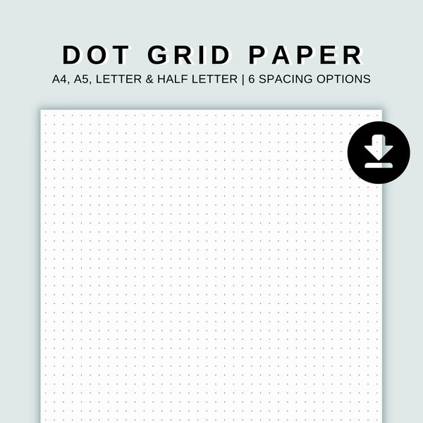 Dot Grid Paper Bundle Printable | Instant Download PDF | A4, A5, Letter, Half Letter | Dotted Paper | 5mm, 6mm, 7mm, 8mm, 9mm & 10mm Grid