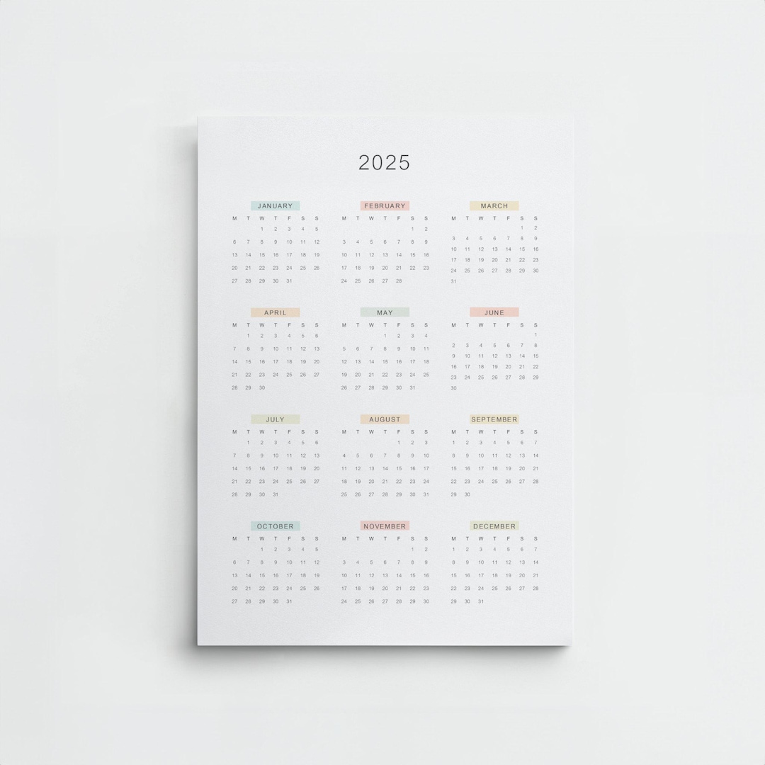 A4 YEARLY CALENDAR 2025 PRINTABLE PDF FREE DOWNLOAD visual data 4