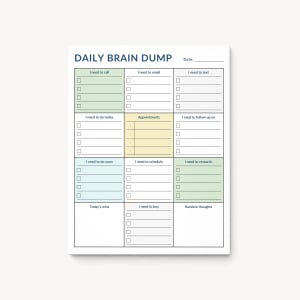 Daily Brain Dump Notepad: ADHD Mental Clarity Planner, 8.5x11 Tear-Off Sheets