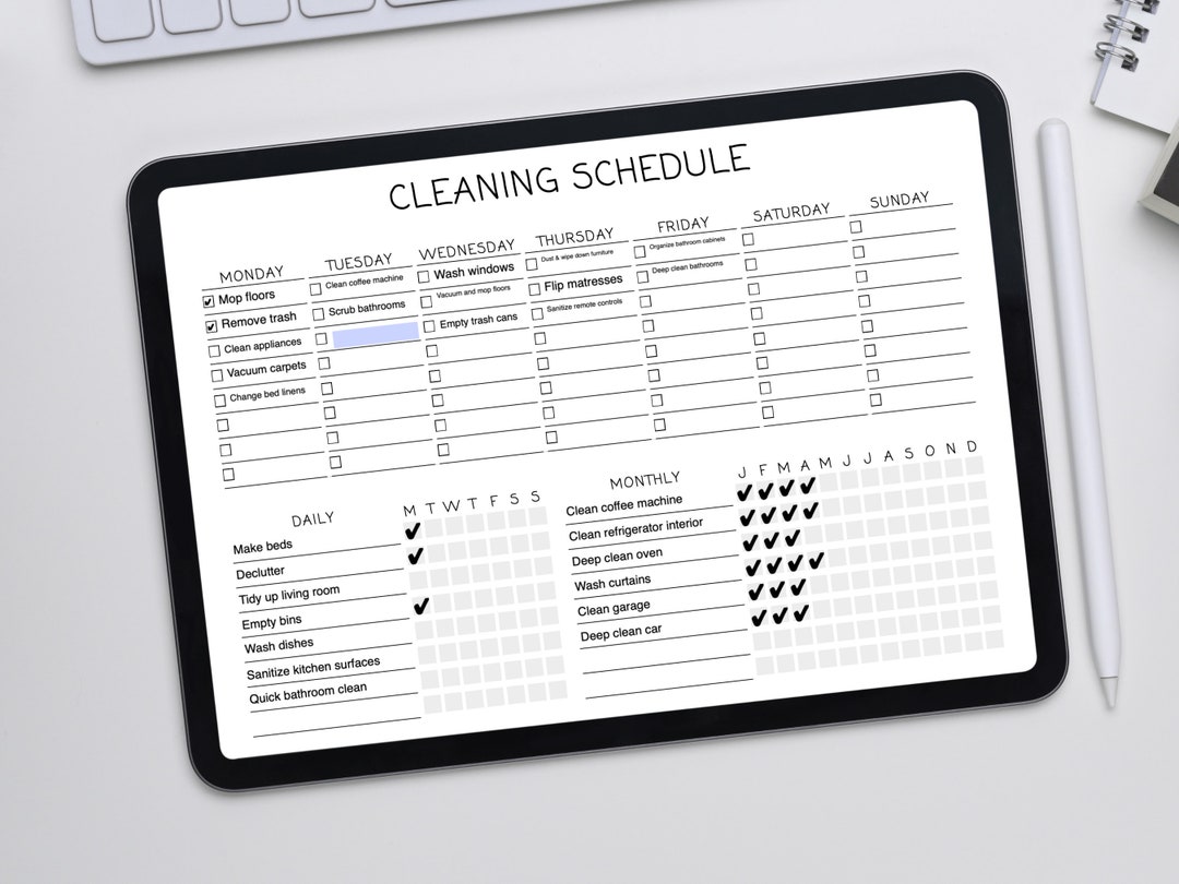 Printable and Digital Cleaning Schedule Editable PDF With Fillable ...