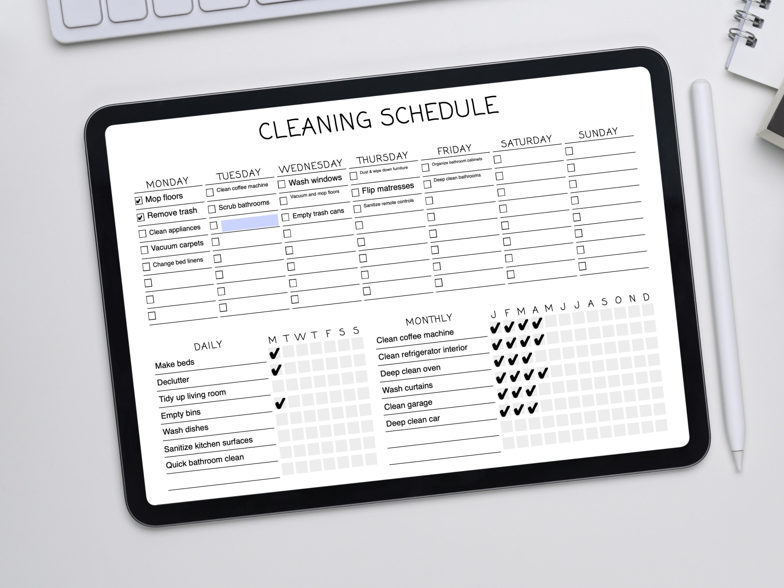 Printable and Digital Cleaning Schedule Editable PDF With Fillable ...