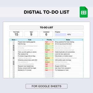 Sjabloon voor takenlijst voor Google Spreadsheets | Eenvoudige taaktracker | Digitale taak met dashboard | Productiviteitstool | Dagelijkse wekelijkse checklist