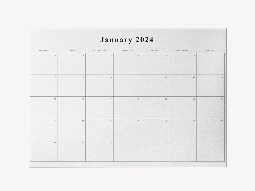 Printable Calendar 2024 Monthly Calendar Landscape Planner 2024 A4, A3