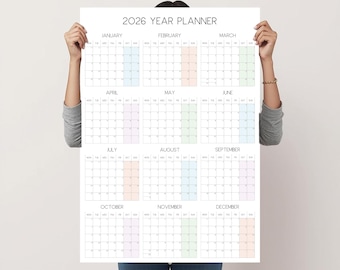 2026 Wall Calendar Minimalist Vertical | Large Yearly Wall Planner Poster (Monday Start)