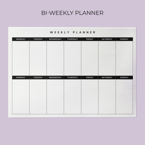 Biweekly Planner Template Bi-Weekly Schedule Printable PDF Undated Weekly Organizer Minimalist Weekly Planner, A4 & Letter, Instant Download