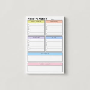 ADHD Dagplanner Notitieblok Klein Bureau Pad voor To-do's, Telefoontjes, Successen & Brainstormen
