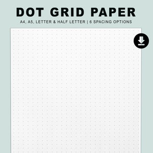 Paquete de papel de cuadrícula de puntos imprimible / Descarga instantánea PDF / A4, A5, Carta, Media Carta / Papel punteado / Cuadrícula de 5 mm, 6 mm, 7 mm, 8 mm, 9 mm y 10 mm