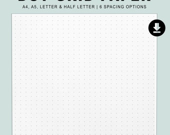 Dot Grid papierbundel afdrukbaar | Direct PDF downloaden | A4, A5, Letter, Halve Letter | Gestippeld papier | 5 mm, 6 mm, 7 mm, 8 mm, 9 mm en 10 mm raster