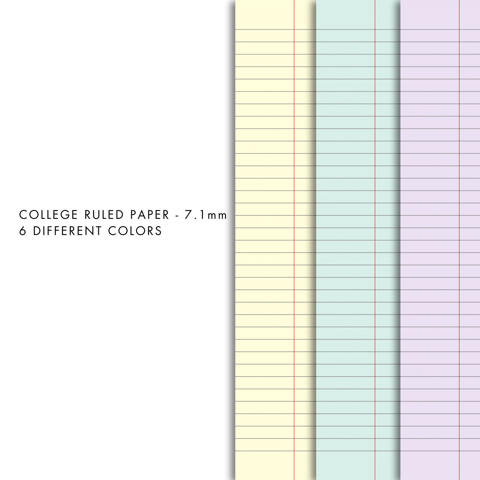 Digital Ruled Notebook Colorful Digital Notebook Paper: College Ruled A4 & Letter (PDF) - Etsy