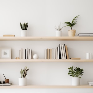 Modern Bookshelf Zoom Background: Minimalist Home Office (Digital Download)