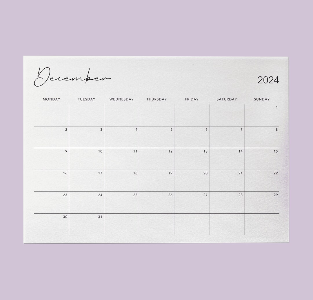 2024 Calendar Printable Monthly Planner PDF Minimalist Calendar Sunday &  Monday Start Ledger, Letter, A4 and A3 Size Instant Download - Etsy