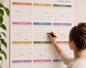 Academic Year Planner Sep 26 - Aug 27, Large Wall Calendar Poster 2026 2027