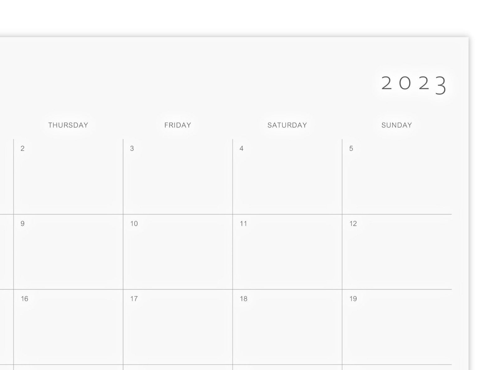 Printable Wall Calendar 2023 Minimalist Calendar 2023 Desk Etsy