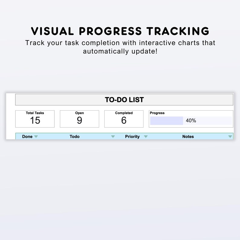 Simple to Do List Google Sheets: Digital Task Tracker Spreadsheet With ...