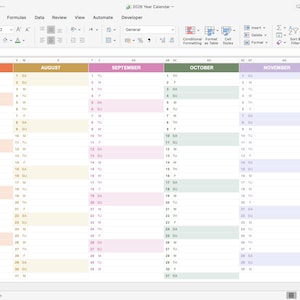 Modern desktop showing 2026 Excel spreadsheet planner and Google Sheets version open together for yearly planning