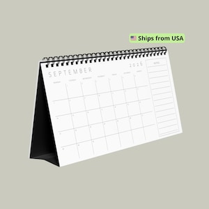 2026年卓上カレンダー：ミニマリストな月間プランナー（メモ付き、月曜始まり）