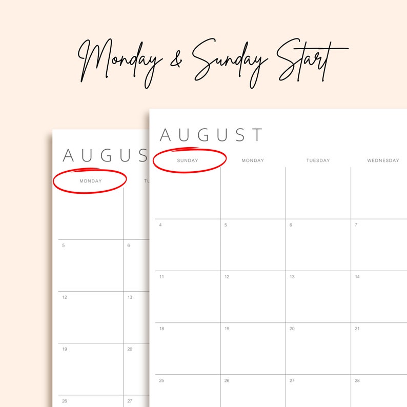 Minimalist Monthly Calendar 20242025 Printable Monthly Planner