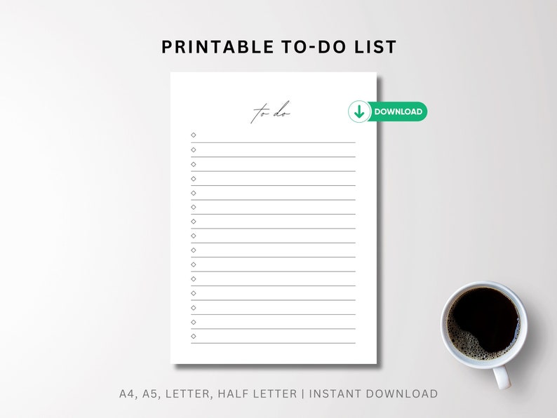 Printable To-do List Template PDF Minimalist Simple Todo - Etsy