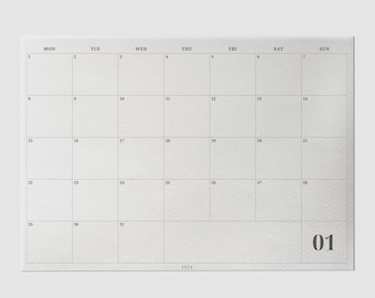 2024 Kalender, druckbarer Monatsplaner, PDF, extra große Boxen, minimalistischer Kalender, Sonntags- und Montagsstart | A4 und Letter | Sofortiger Download