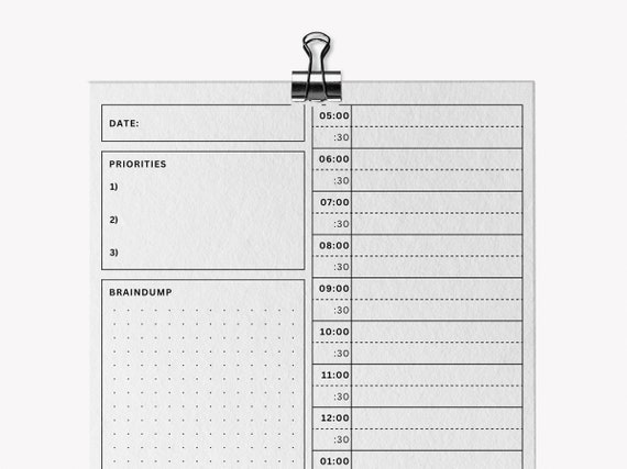 Timeboxing Daily Planner Printable: Time Management Schedule (PDF Digital Download)