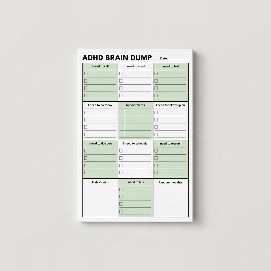 ADHD Brain Dump Pad, Small Sticky Notepad, Daily Planner Checklist - Etsy