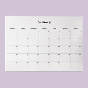 Calendario mensual 2025 (PDF imprimible) / Planificador minimalista A4 A3 / Fuente manuscrita encantadora / Inicio lunes y domingo / Horizontal