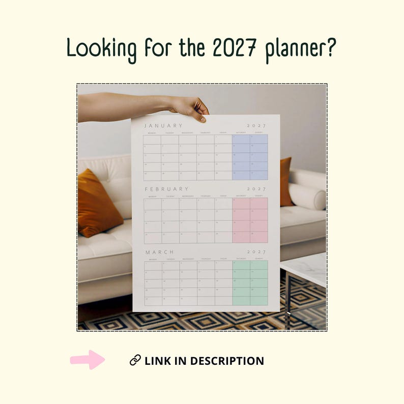 Quarterly Calendar 2026 PDF, Printable 3-Month Planner, Monday & Sunday Start (Digital Download) image 9