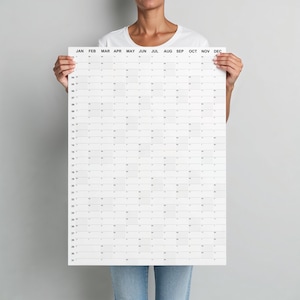 Calendario de pared imprimible 2025 / Planificador anual grande en PDF / A0 A1 A2 18x24 24x36 36x48 / Planificador vertical moderno de año completo minimalista