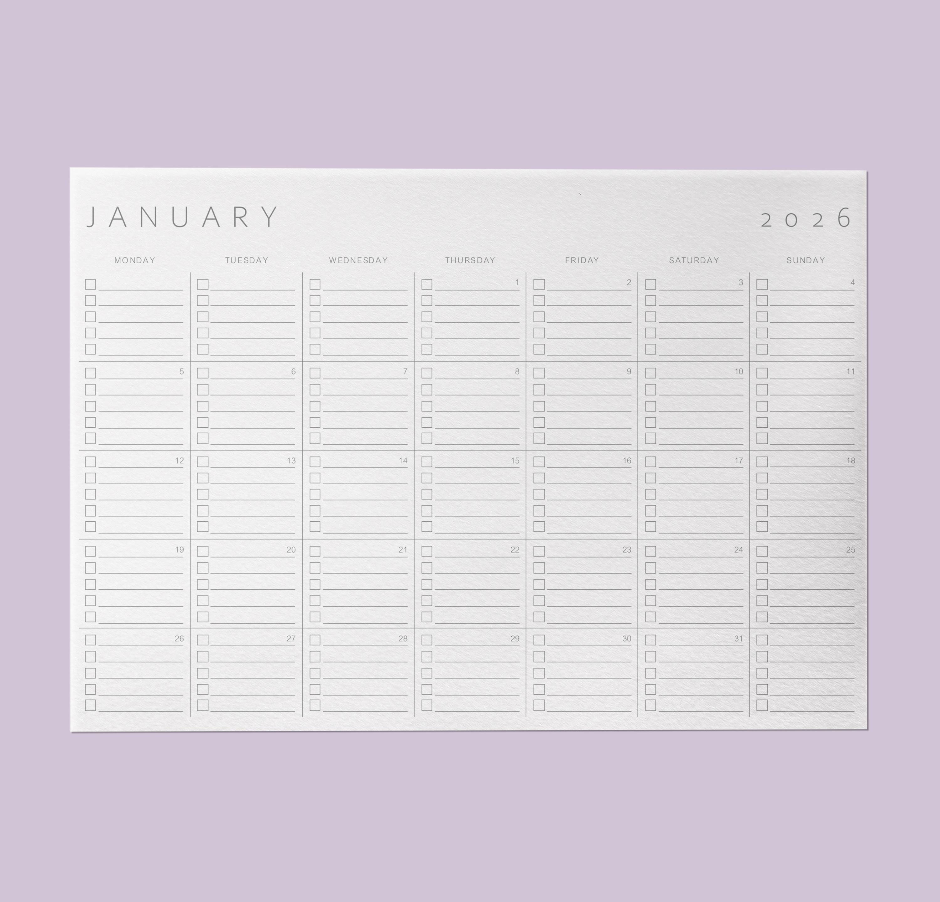 Monthly Checklist Planner 2026, Daily to Do List, Task-based Calendar ...