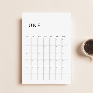 Printable Calendar 2024 Monthly Planner 2024 | Letter, 11x17, A4, A3 | Portrait | Monday & Sunday Start | Minimalist | Instant Download PDF