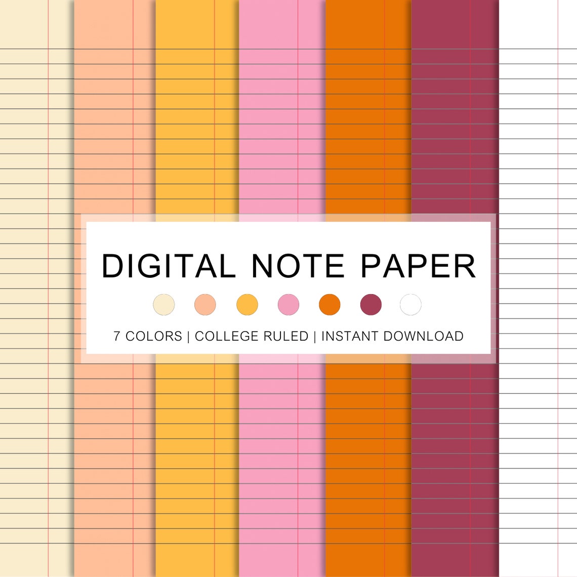 Fall Colors Lined Paper Templates: Digital Notebook Paper (PDF Download ...