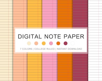 Fall Colors Lined Paper Templates: Digital Notebook Paper (PDF Download A4/Letter Size)
