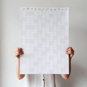 Calendario minimalista anual 2025 / Planificador de pared con descarga digital / PDF imprimible grande A0, A1, A2, 18" x 24", 24" x 36", 36" x 48" vertical