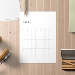 2024 Kalender Druckbar Deutsch 2024 Monatlicher Kalender zum Ausdrucken Minimalistisch Alle 12 Monate A4 und A3 Download PDF Bild 4