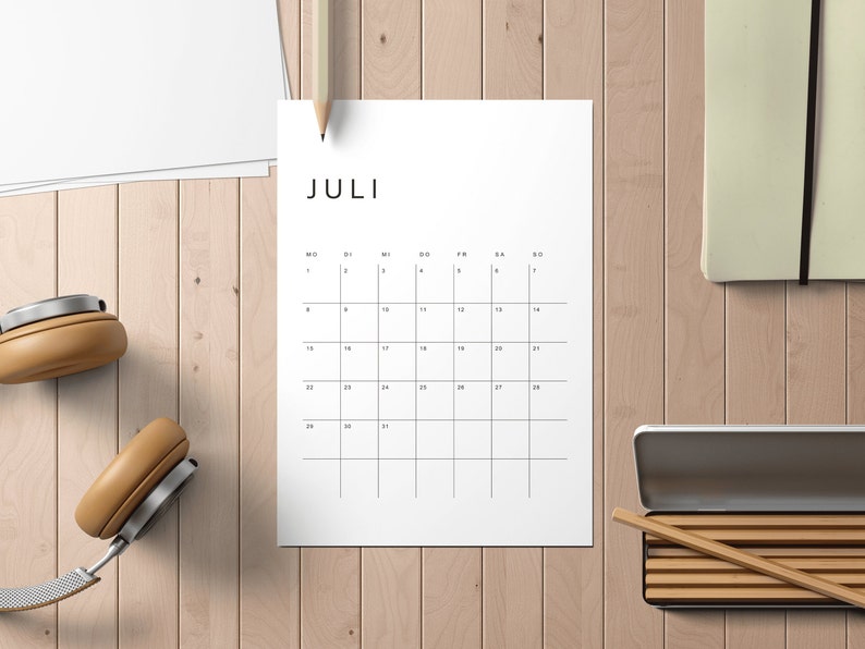 2024 Kalender Druckbar Deutsch 2024 Monatlicher Kalender zum Ausdrucken Minimalistisch Alle 12 Monate A4 und A3 Download PDF Bild 4